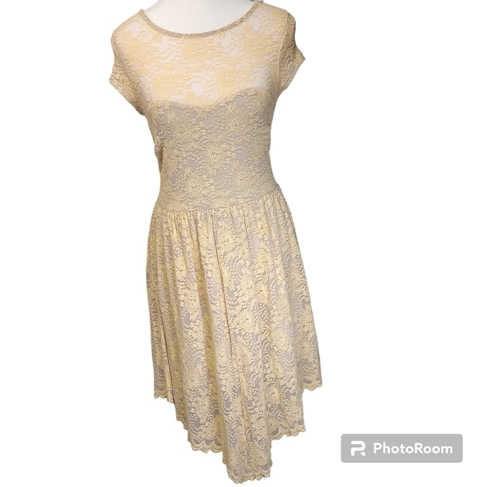 Finn and Clover Yellow Lace Dress Size M